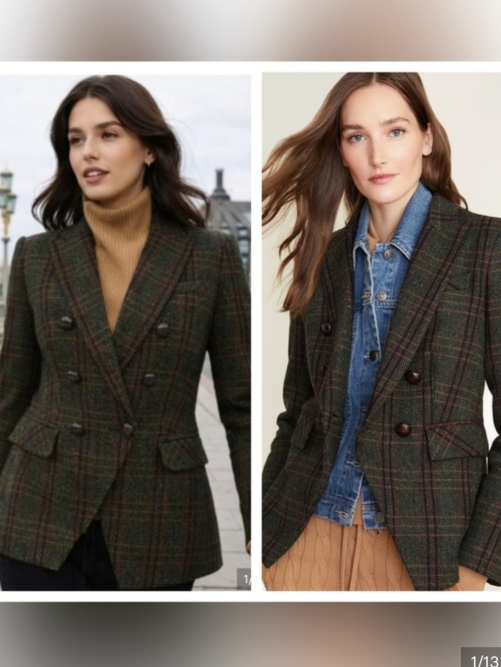 Veronica Beard Miller Green Plaid Wool Dickey Jacket Blazer Size 14 Plus